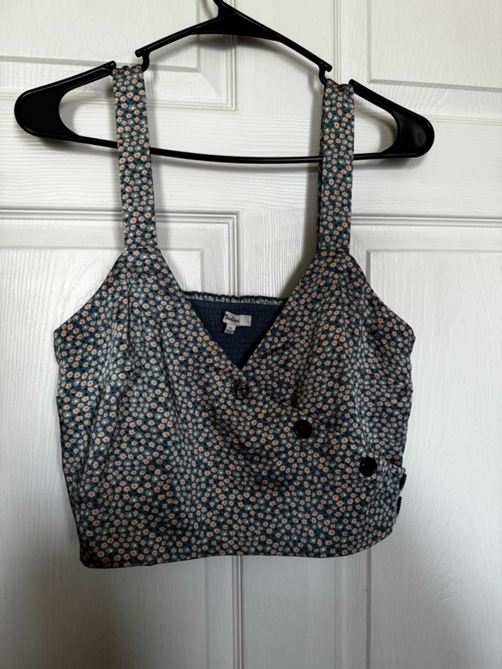 Madewell Blue Floral Button-Wrap Crop Top🌸